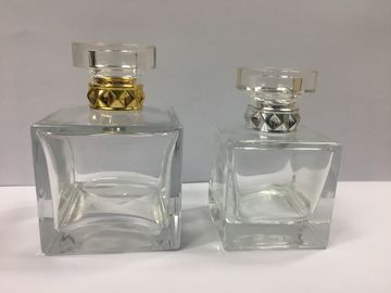 100 ml kwadratowych szklanych kosmetycznych butelek z rozpylaczem / szklana butelka perfum wielokrotnego użytku z nasadką arcylicową