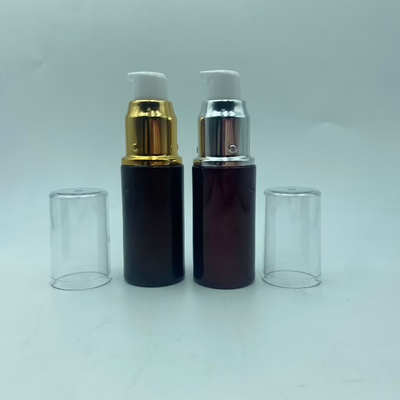 Szklana butelka z kremem 15ml Ciemnoczerwona butelka z surowicą z błyszczącym złotem/srebrem Pump Eye Lotion Bottle Pump Bottle Cosmetic Bottle OEM
