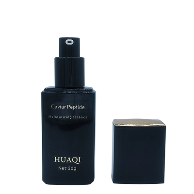 Hurtowa luksusowa butelka z pompką do serum do makijażu 30 ml kwadratowa do kosmetyków z niestandardowym nadrukiem logo na zakrętce
