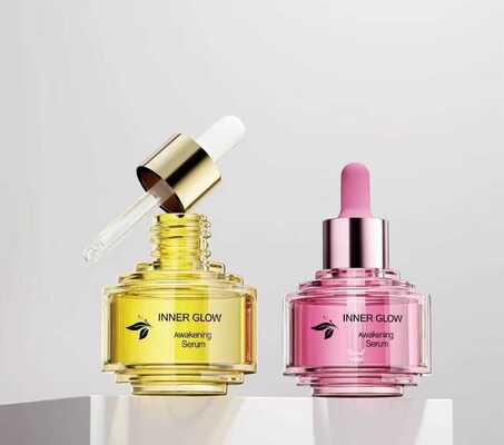 Luksusowa dwukolorowa szklana butelka z zakraplaczem o pojemności 30 ml Nowy stylowy design do butelki z olejkiem do pielęgnacji skóry