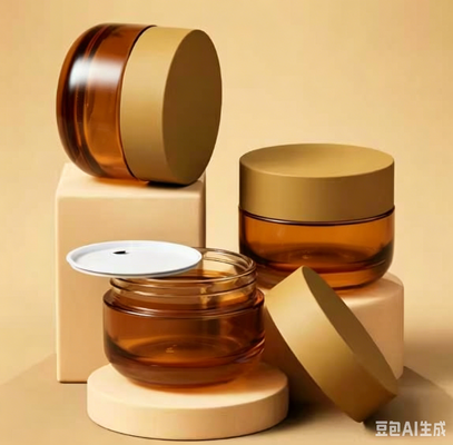 Luxury Amber Glass Jar Cosmetic with Lid and Thick Bottom PP Cap