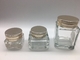 Luksusowe klasyczne małe kwadratowe szklane słoiki Drukowanie galwaniczne z metalową nasadką